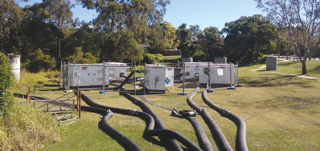 Kennards hire high head skid pump in use