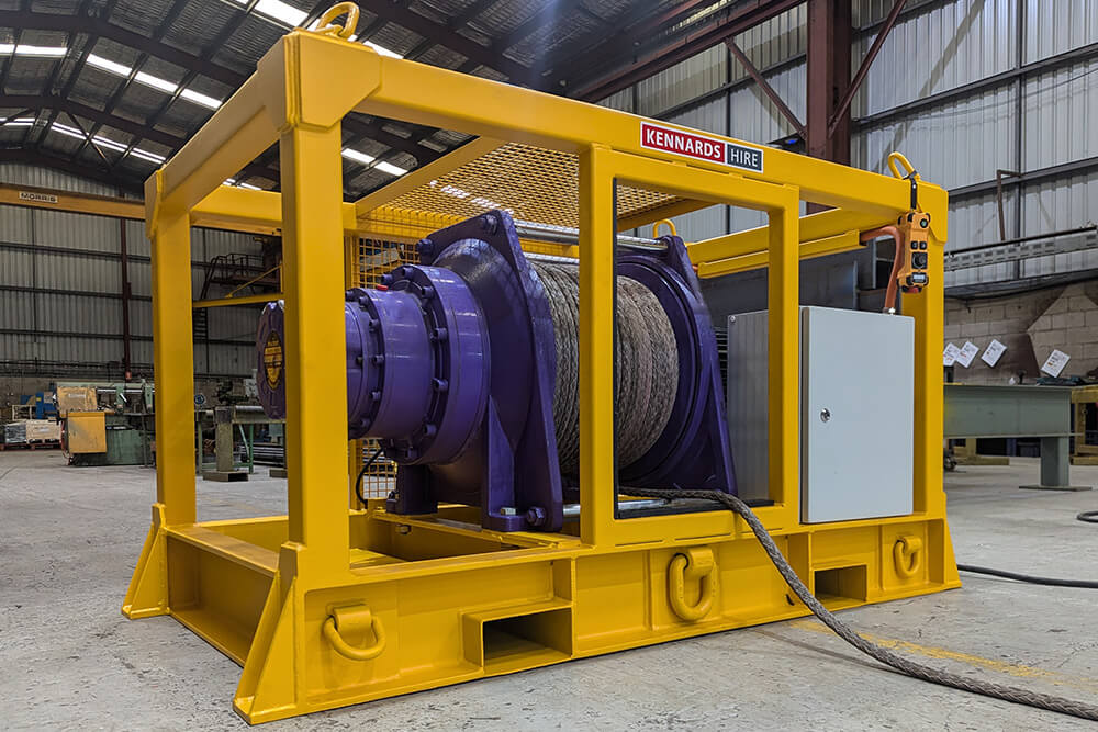 Material winch on a girder